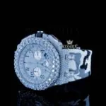 AP Camo Rubber Strap Iced Out Moissanite Diamond Watch Close Up Dial View