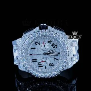 AP Camo Rubber Strap Iced Out Moissanite Diamond Watch