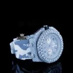 AP Camo Rubber Strap Iced Out Moissanite Diamond Watch Left Side View