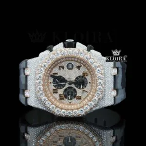 AP Chronograph Army Rubber Strap Moissanite Diamond Watch