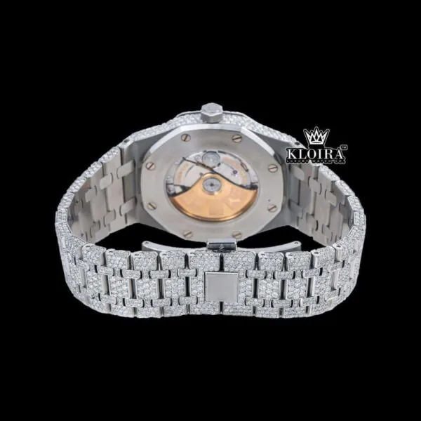 AP Diamond Markers Fully Bust Down Moissanite Diamond Watch Caseback View