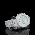 AP Fully Iced Out White Dial Moissanite Diamond Watch Right Profile View