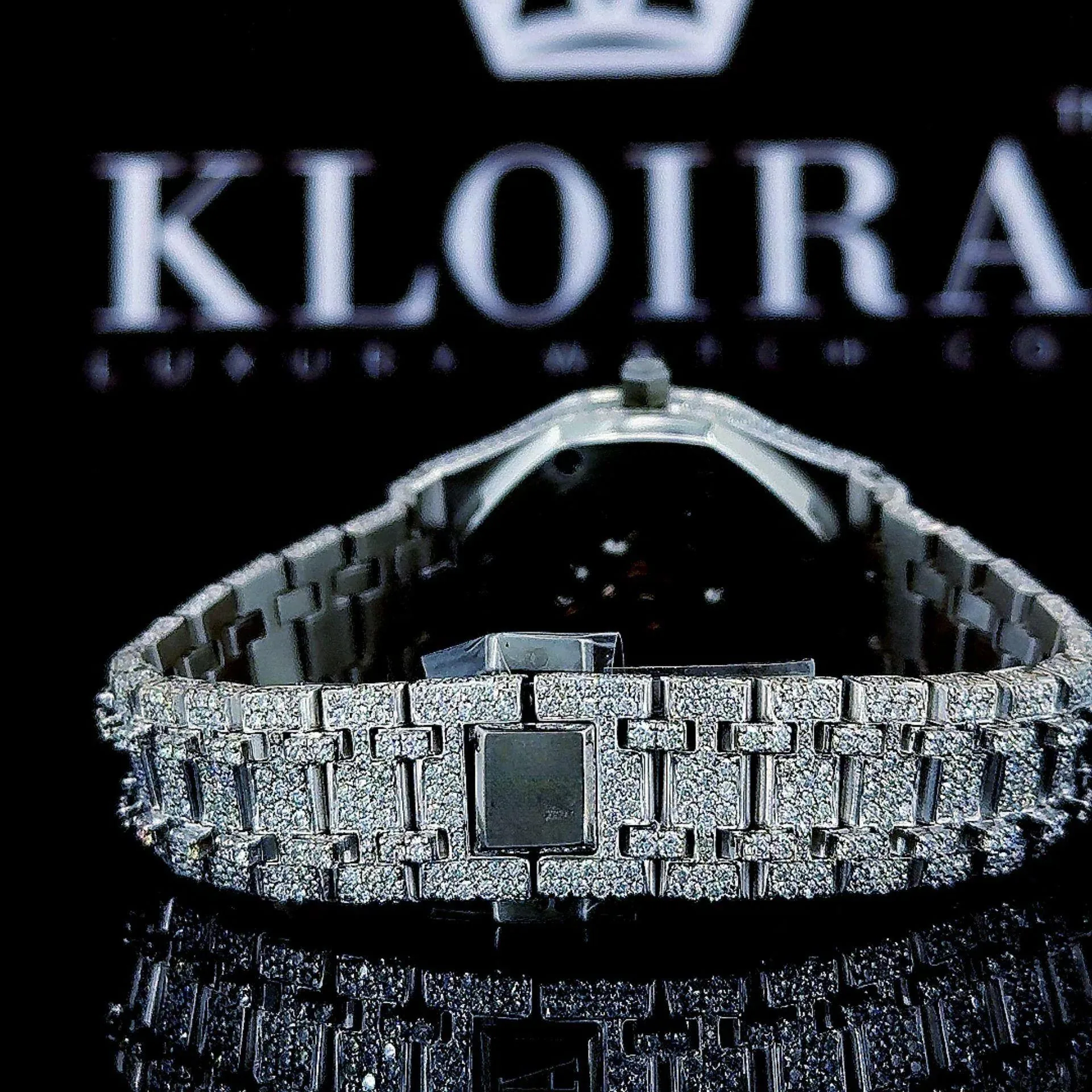 AP Iced Out Arabic Numerals Moissanite Diamond Watch Caseback View