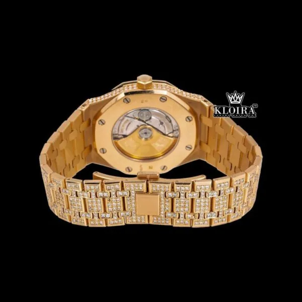 AP Yellow Gold Arabic Dial Moissanite Diamond Watch Caseback View