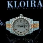 Arabic Dial Diamond Bezel Two Tone Fully Iced Out Moissanite Watch
