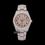 Arabic Numerals Two Tone Rose Gold Moissanite Diamond Watch