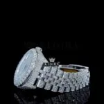 Arabic Numerals White Dial Fully Iced Out Moissanite Watch Left Side View