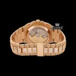 Baguette Bezel Brown Dial Chronograph Moissanite Diamond Watch Caseback View