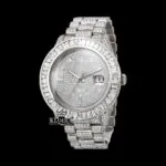 Baguette Bezel Diamond Markers Fully Iced Moissanite Diamond Watch