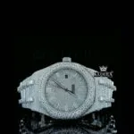 Baguette Diamond Markers White Dial Fully Iced Out AP Moissanite Watch Front View