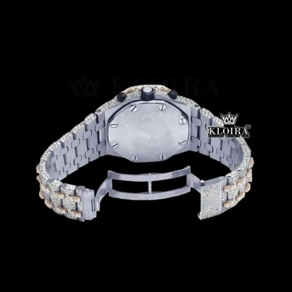 Beige Dial Bust Down AP Chronograph Moissanite Diamond Watch Caseback View
