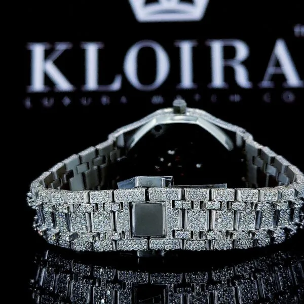 Black Arabic Dial AP Fully Iced Out Moissanite Diamonds Watch Caseback View
