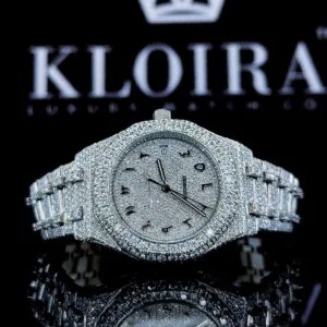 Black Arabic Dial AP Fully Iced Out Moissanite Diamonds Watch