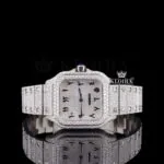 Black Arabic Numerals Bust Down White Dial Moissanite Diamond Watch