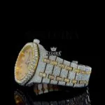 Black Arabic Numerals Dial Two Tone Yellow Gold Natural Diamonds Watch Left Side View