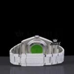 Black Arabic Numerals White Dial Fully Iced Out Moissanite Watch Caseback View
