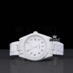 Black Arabic Numerals White Dial Fully Iced Out Moissanite Watch