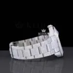 Black Arabic Numerals White Dial Fully Iced Out Moissanite Watch Right Side View
