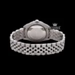 Black Arabic Numerals White Gold Iced Out Moissanite Diamond Watch Caseback View