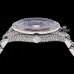 Black Arabic Numerals White Gold Iced Out Moissanite Diamond Watch Crown View