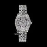 Black Arabic Numerals White Gold Iced Out Moissanite Diamond Watch