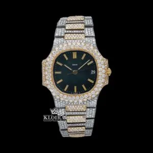 Yellow Stick Markers Black Dial Moissanite Diamond Watch
