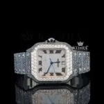 Black Moissanite Cartier Watch Front View
