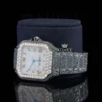 Black Moissanite Cartier Watch Left Profile View