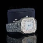 Black Moissanite Cartier Watch Right Profile View