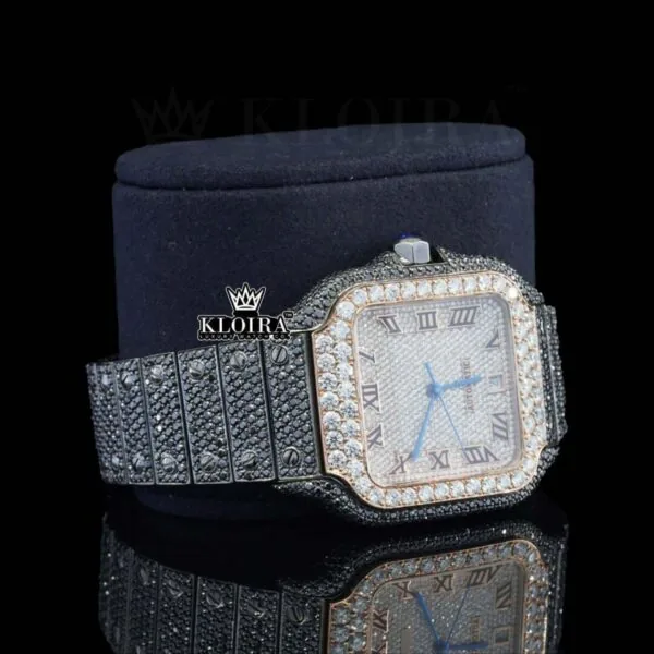Black Moissanite Cartier Watch Right Side Bracelet View