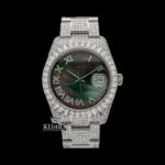 Black Pearl Dial Roman Numerals Fully Iced Out Moissanite Watch