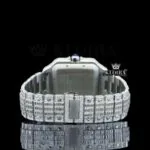 Black Roman Numerals White Dial Baguette Lab-Grown Diamond Watch Caseback View