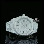 Black Stick Dial White Gold Fully Iced Out Moissanite Watch