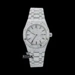 Black Stick Markers Dial Block Link Strap Fully Iced Out Moissanite Watch