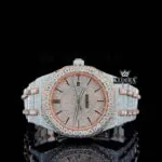 Black Stick Markers Dial Two Tone Rose Gold Iecd Out Natural Diamond Watch