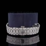 Black Stick Markers White Dial Fully Iced Out Lab Grown Diamond Watch Strap View