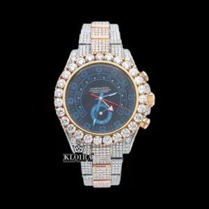 Black Sub Dial Standard Numerals Two Tone Rose Gold Lab-grown Diamond Watch