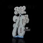 Blinged 78th Charm Pendant Closeup Front