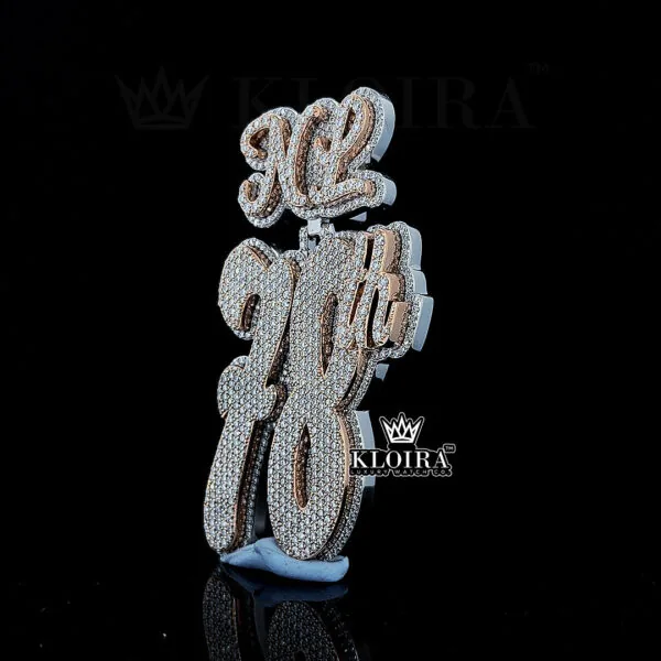 Blinged 78th Charm Pendant Closeup Left