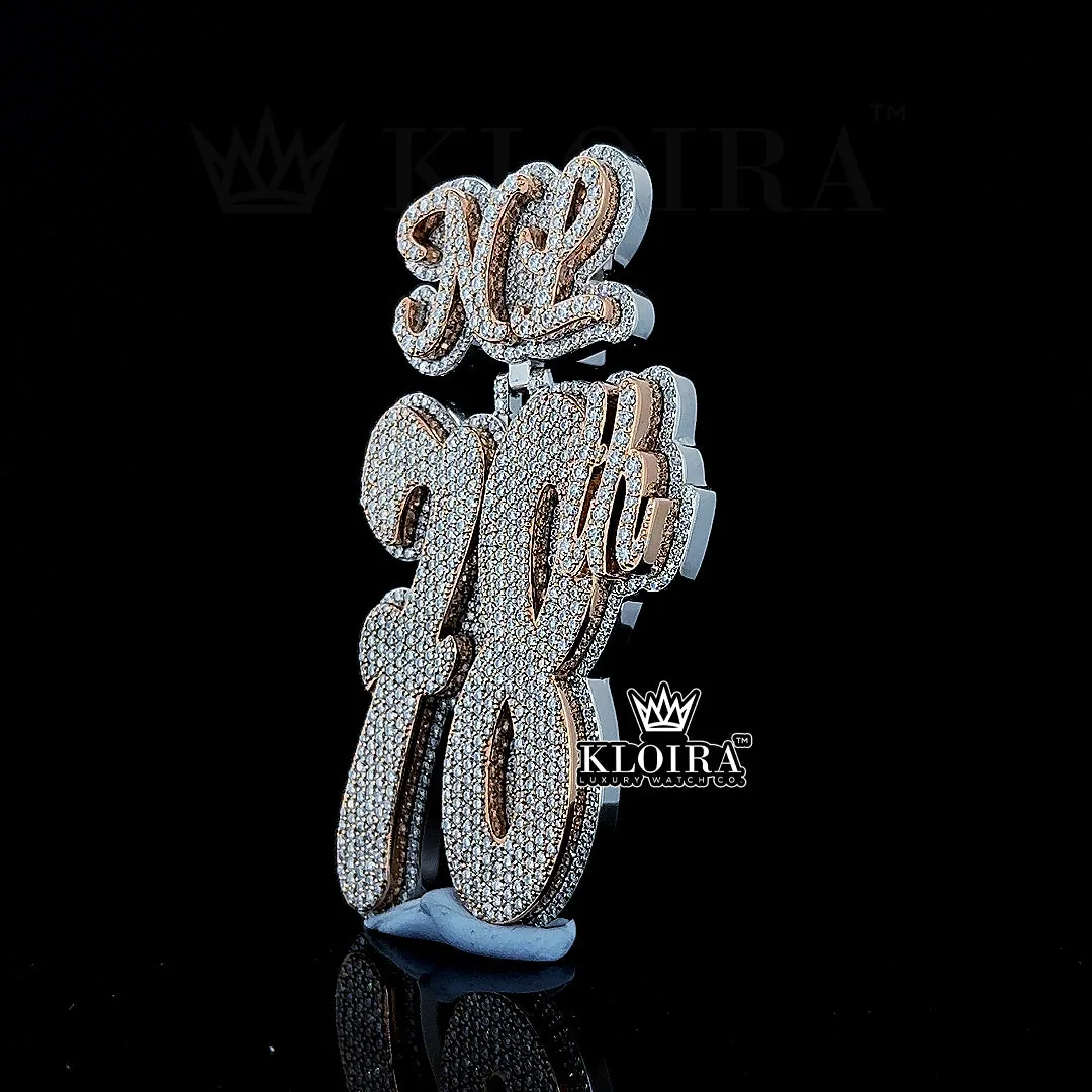 Blinged 78th Charm Pendant Closeup Left