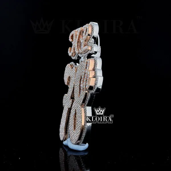 Blinged 78th Charm Pendant Closeup Side View