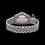 Blue Arabic Numerals Fully Iced Out Moissanite Diamond Watch Caseback View