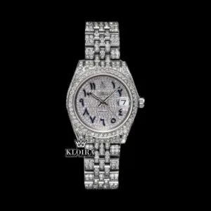 Blue Arabic Numerals Fully Iced Out Moissanite Diamond Watch