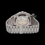 Blue Dial Diamond Markers Chronograph Moissanite Diamond Watch Caseback View