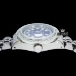 Blue Dial Diamond Markers Fully Iced Out Moissanite Diamond Watch Crown View