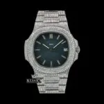 Blue Dial Fully Iced Out Moissanite Diamond Watch