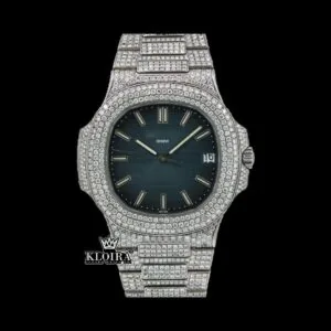 Blue Dial Fully Iced Out Moissanite Diamond Watch