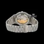 Blue Dial Stick Markers Bust Down Moissanite Diamond Watch Caseback View