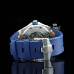 Blue Rubber Strap Blue Dial Semi Iced Out Moissanite Diamond Watch Caseback View