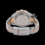 Blue Standard Numerals Sub Dial Two Tone Iced Out Moissanite Watch Caseback View